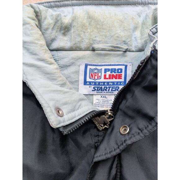 Los Angeles Raiders 90s STARTER puffer Al DAVIS jacket 2X blk silver NFL Pro vtg - Picture 6 of 10